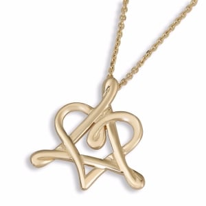 Rafael Jewelry Star of David and Heart 14K Gold Necklace 