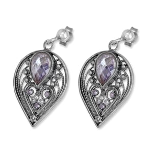 Rafael Jewelry Filigree Teardrop Lavender Sterling Silver Earrings