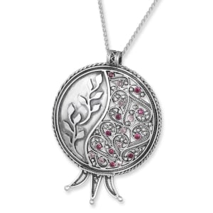 Rafael Jewelry Large Filigree Pomegranate Sterling Silver Necklace 