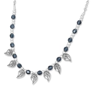 Rafael Jewelry Sterling Silver Beaded Necklace with Filigree Leaves 