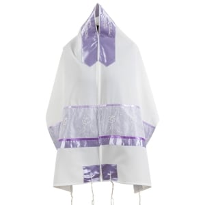 Ronit Gur Lilac Floral Women's Tallit Set with Blessing 