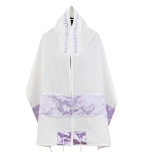 Ronit Gur Lilac Swirls Women's Tallit Set with Blessing