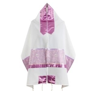 Ronit Gur Pink Floral Women's Tallit Set with Blessing