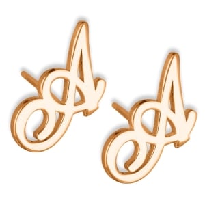 Allegro Script Initial Earrings (Sterling Silver or Gold Plated)