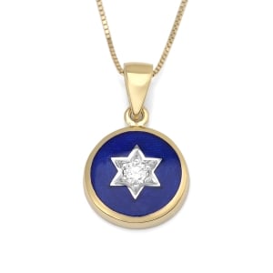 Round Diamond-Accented Star of David 14K Gold Pendant Necklace