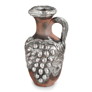 Single-Handle Ancient Wine Vessel Ceramic with 925 Sterling Silver Decoration