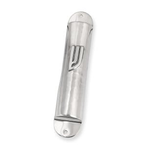Bier Judaica Handcrafted Cylindrical Sterling Silver Mezuzah Case With Hammered Finish