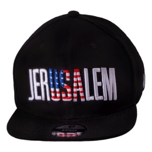 Jerusalem USA Red, White, & Blue Adjustable Snapback Cap - Black