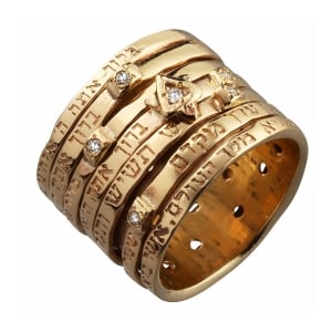 Spinning Seven Blessings 14K Gold and Diamonds Wedding Ring