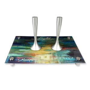 Jordana Klein "Mediterranean Sunset" Glass Tray for Sabbath Candlesticks