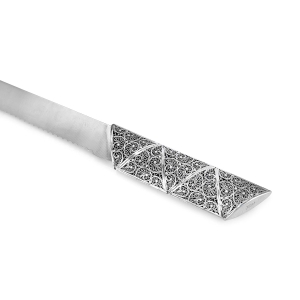 Traditional Yemenite Art Handcrafted Sterling Silver Challah Knife With Filigree Design