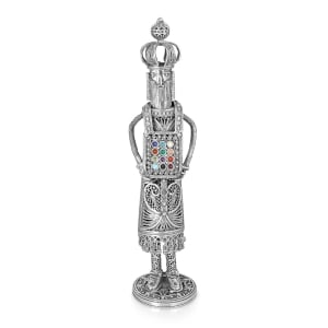 Traditional Yemenite Art Handcrafted Sterling Silver Kohen Gadol (High Priest) Figurine With Filigree Design