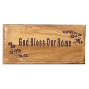 Olive Wood "God Bless Our Home" Plaque