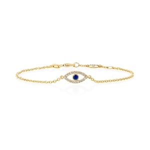 Yaniv Fine Jewelry 18K Gold Evil Eye Bracelet with Diamonds and Sapphire