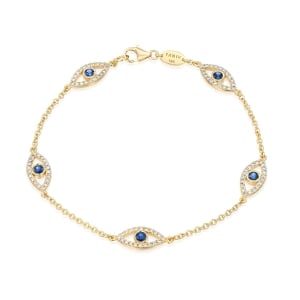 Yaniv Fine Jewelry 18K Gold Evil Eyes Bracelet with Diamonds and Sapphires