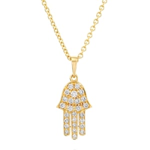 Yaniv Fine Jewelry Delicate 18K Gold Hamsa Pendant with Diamonds