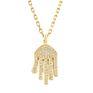 Yaniv Fine Jewelry 18K Gold Elongated Hamsa Pendant with Diamonds