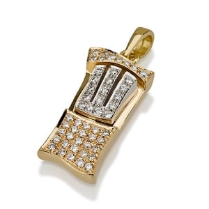 Yaniv Fine Jewelry 18K Gold Mezuzah Pendant with Diamonds