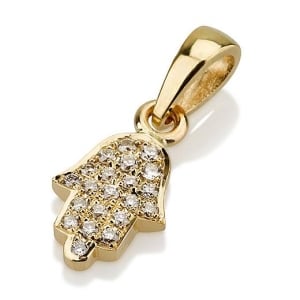 18K Gold Hamsa Diamond Reversible Pendant (Choice of Colors)