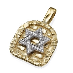 Yaniv Fine Jewelry 18K Yellow Gold Canaanite Gate Pendant With Diamond-Accented Star of David