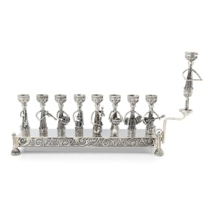 Ornate Klezmer Hand-Crafted Sterling Silver Filigree Hanukkah Menorah
