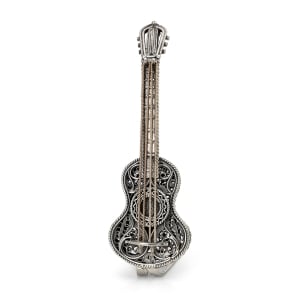 Sterling Silver Filigree Guitar Havdalah Spicebox - Traditional Yemenite Art Handcrafted