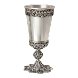 Eastern Sterling Silver Kiddush Cup with Refined Filigree Design