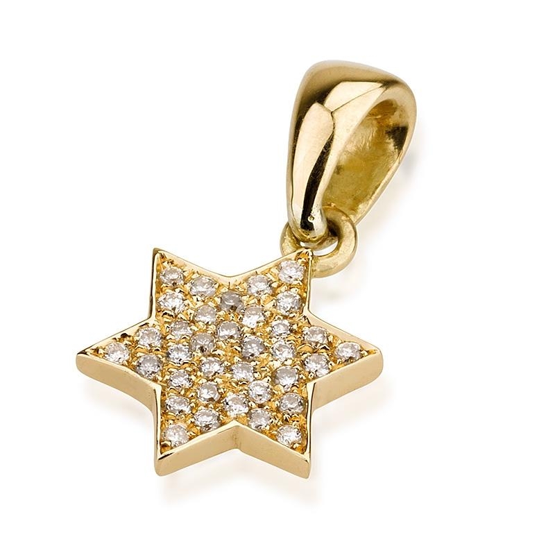  Deluxe 18K Gold and Diamonds Star of David Pendant - 1
