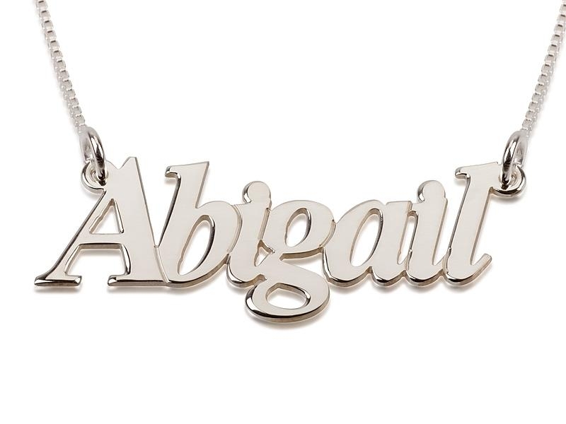  Silver Name Necklace in English - (Abigail Script) - 1