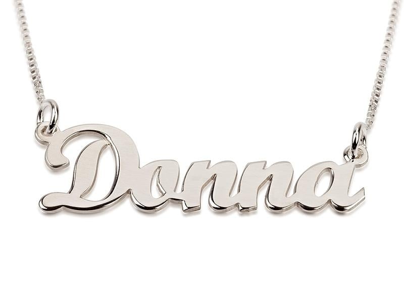  Silver Name Necklace in English - (Donna Script) - 1