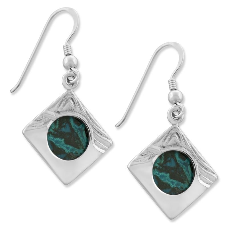  Sterling Silver and Eilat Stone Full Moon Earrings  - 1
