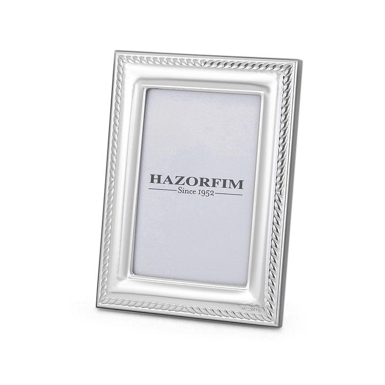Hazorfim Silver Plated Photo Frame - Striped Border - 1