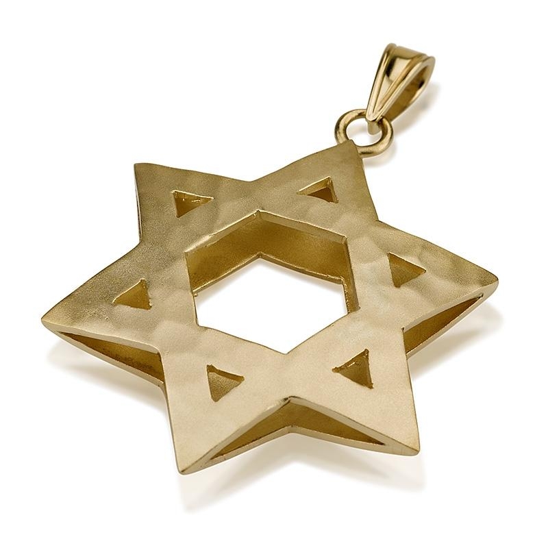 14K Gold Arched Star of David Pendant - 1