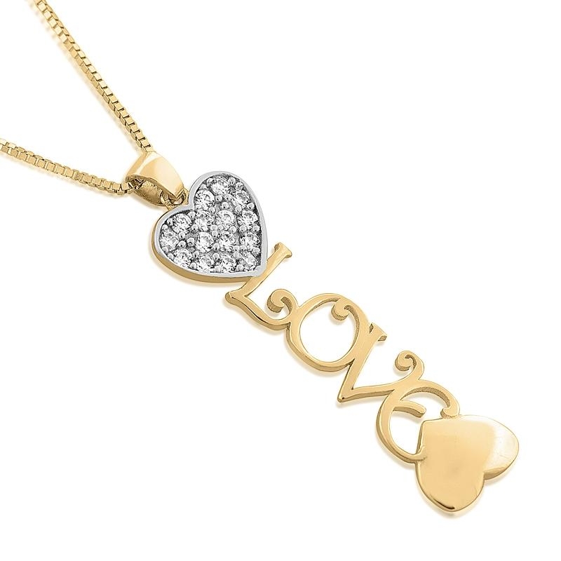 14K Gold and Diamonds Love Heart  Pendant - 1