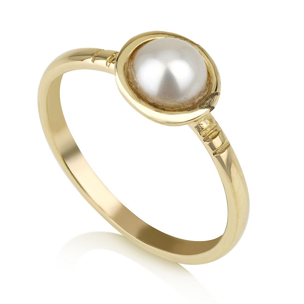 14K Gold Good Fortune & Protection Ring with Pearl Stone - 1