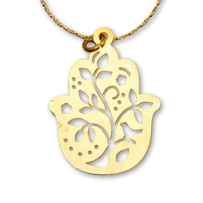 Ester Shahaf Gold Plated Hamsa Necklace - Tree - 1