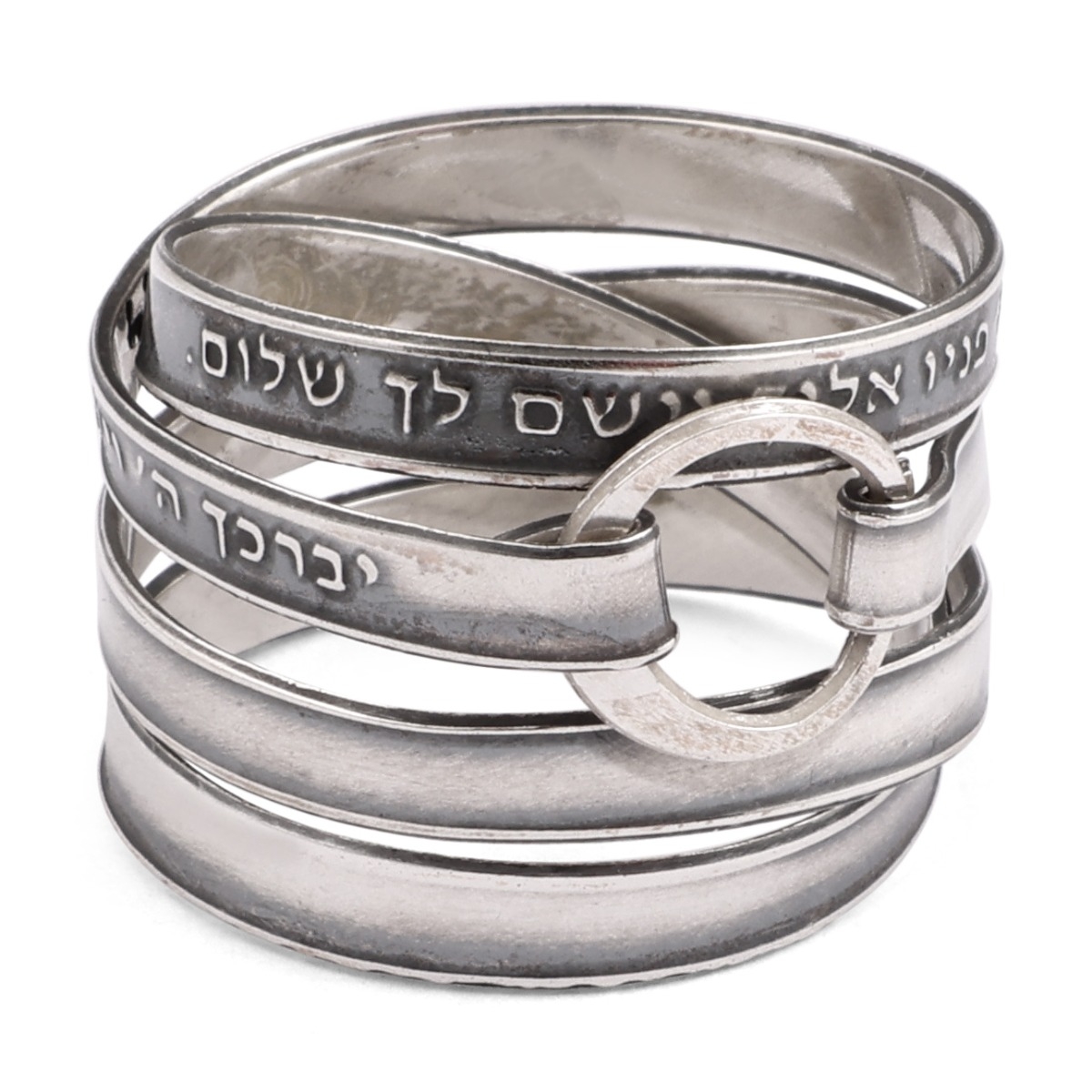 Blackened 925 Sterling Silver Priestly Blessing Wrap Ring (Numbers 6:24-26) - 1
