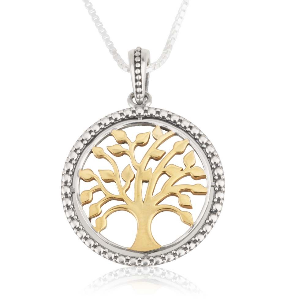 Sterling Silver & Gold Plated Tree of Life Necklace - 1