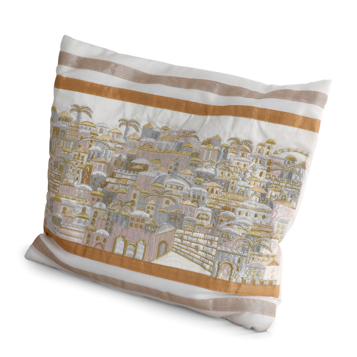 Yair Emanuel Jerusalem Embroidery Tallit Bag - White and Gold - 1