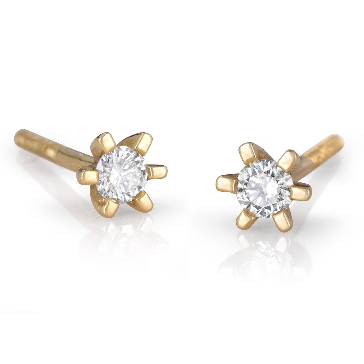 14K Gold 6-Prong Diamond Stud Earrings 0.24 ct (Choice of Color) - 1