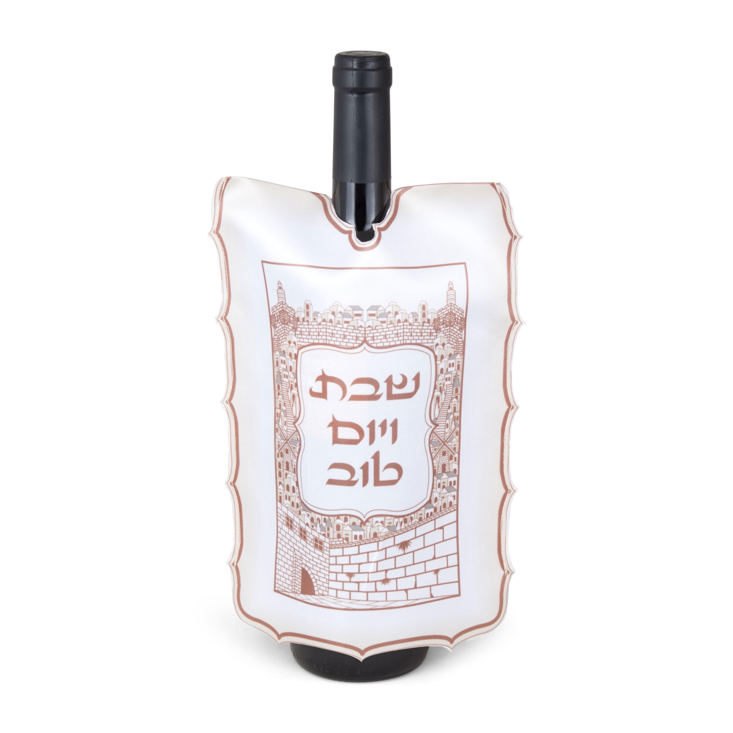 Printed Silk Bottle Cover with Jerusalem Design - 1