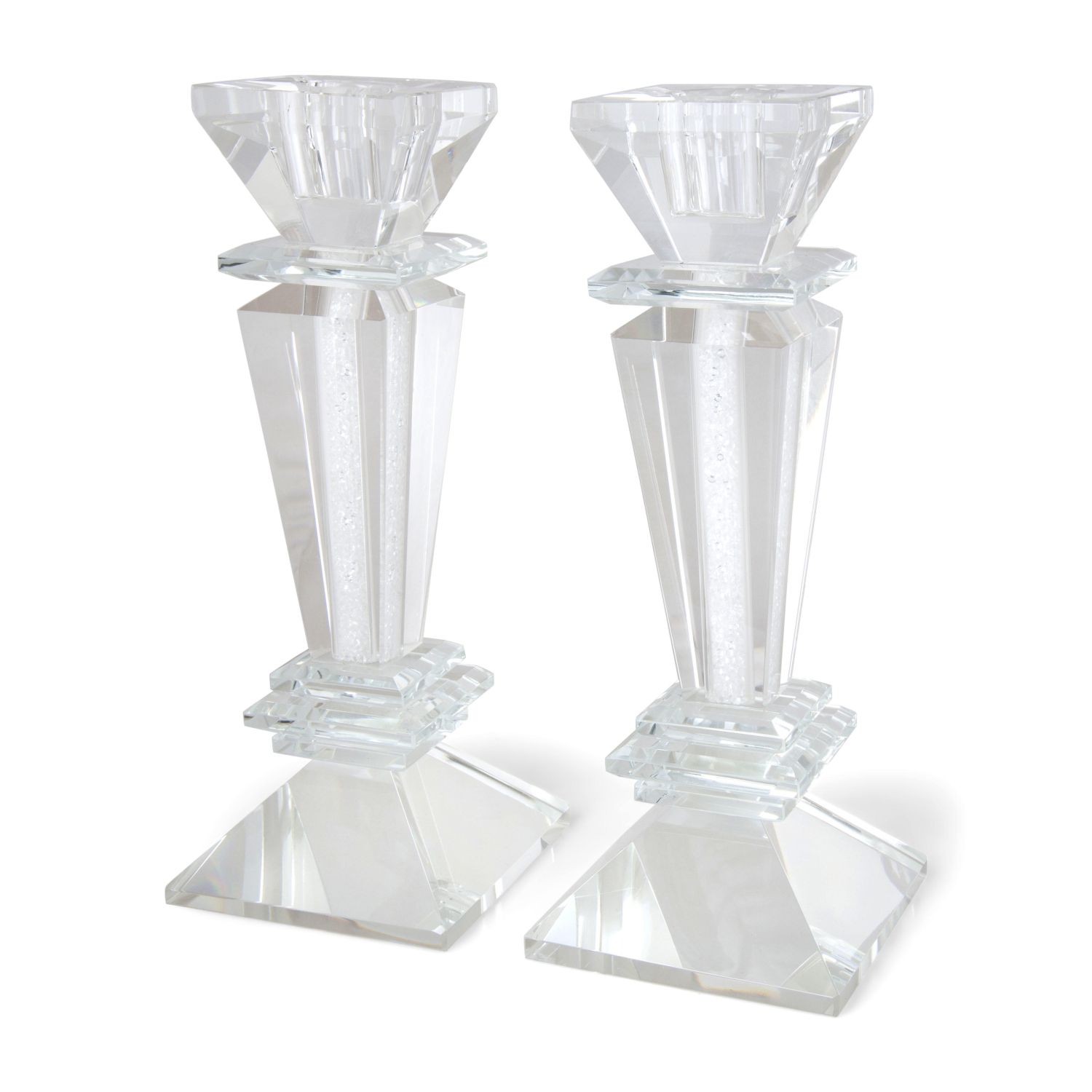 Deluxe Pyramid Crystal Candlesticks with Rhinestones - 1