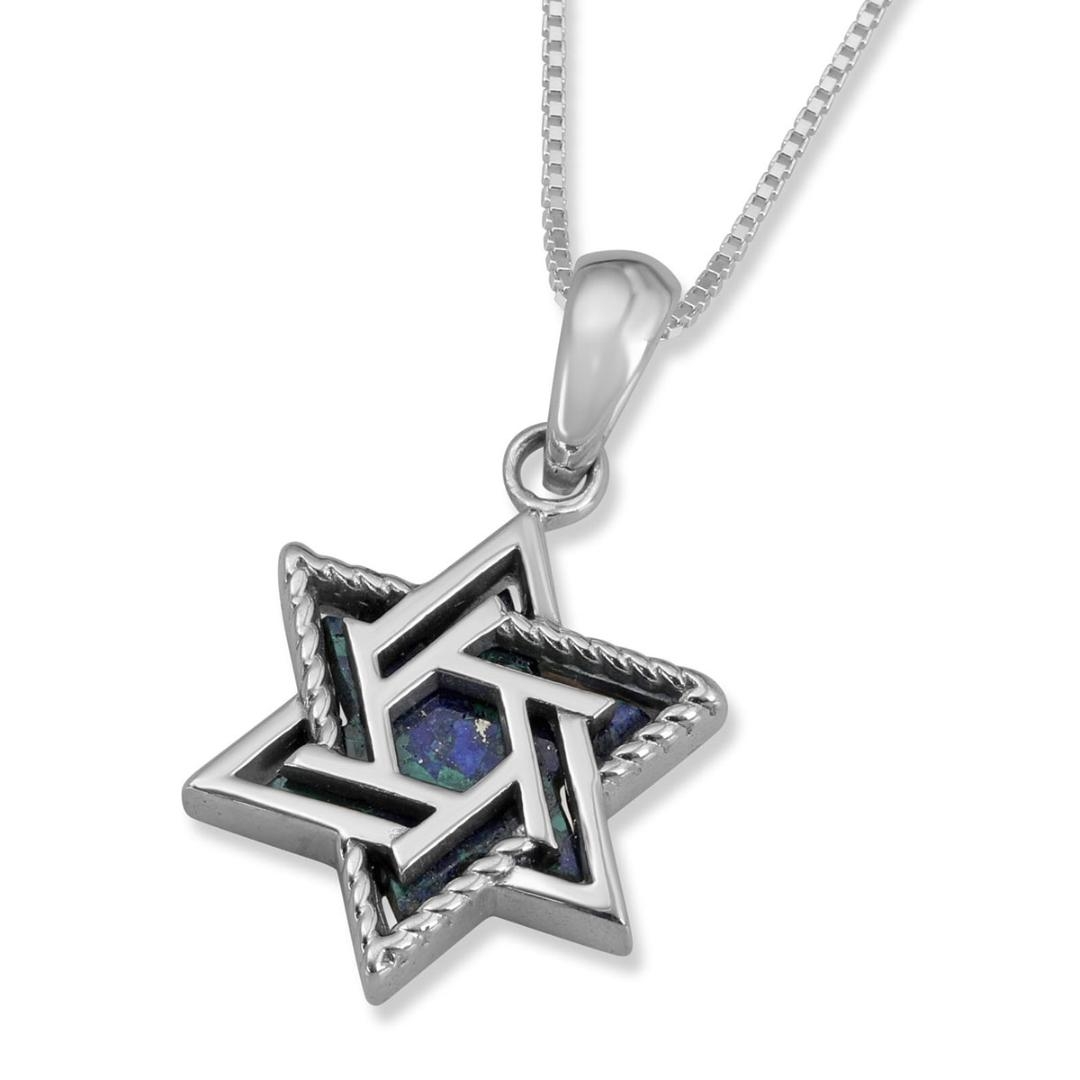 925 Sterling Silver Classic Star of David with Eilat Stone  - 1