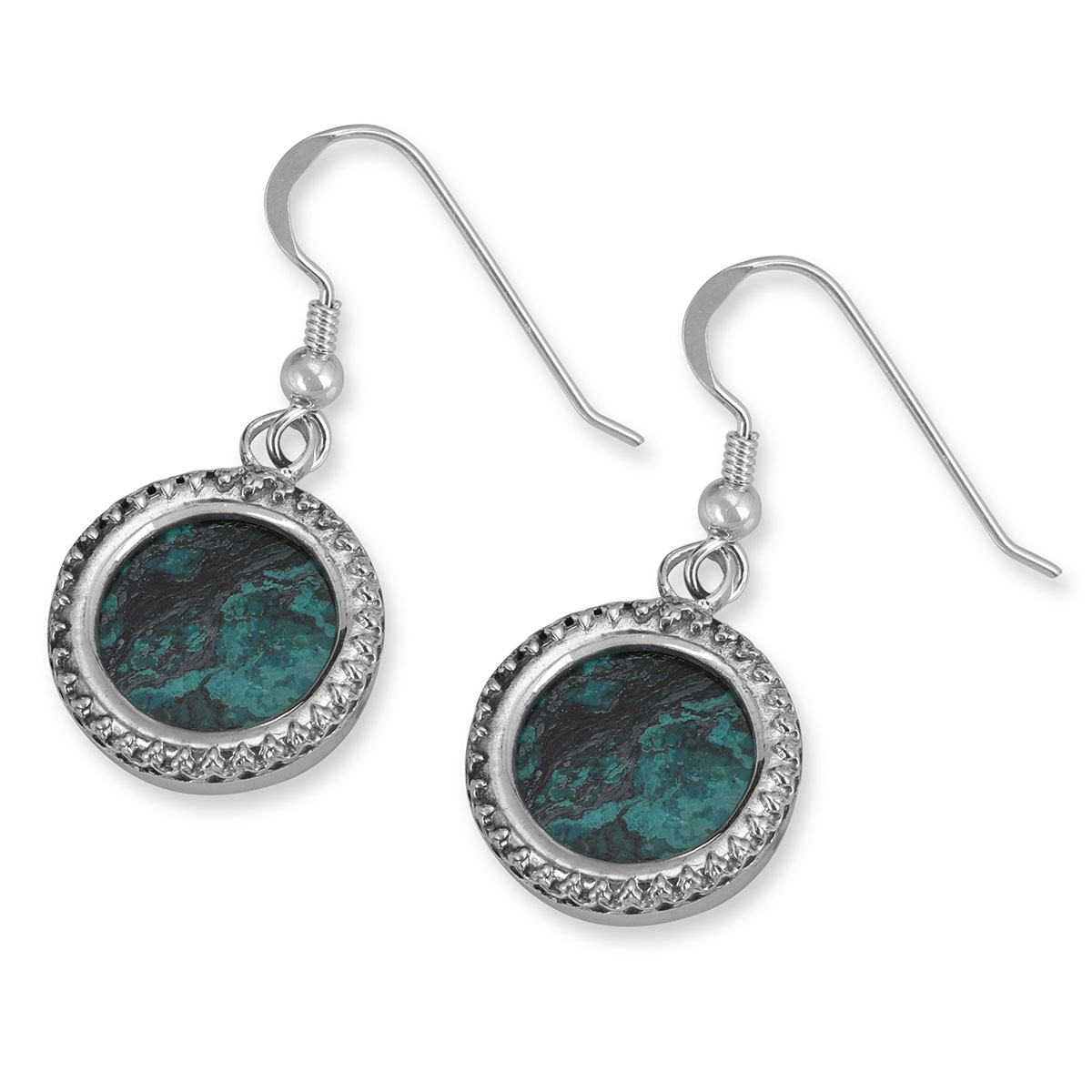 925 Sterling Silver Rounded Earrings With Eilat Stone - 1