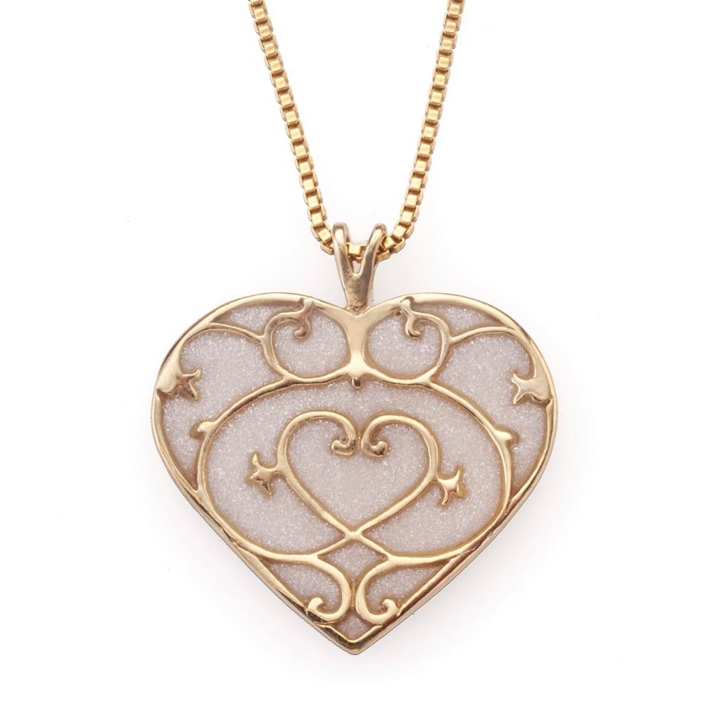 Adina Plastelina Filigree Gold Plated Silver Heart Necklace - Variety of Colors - 1