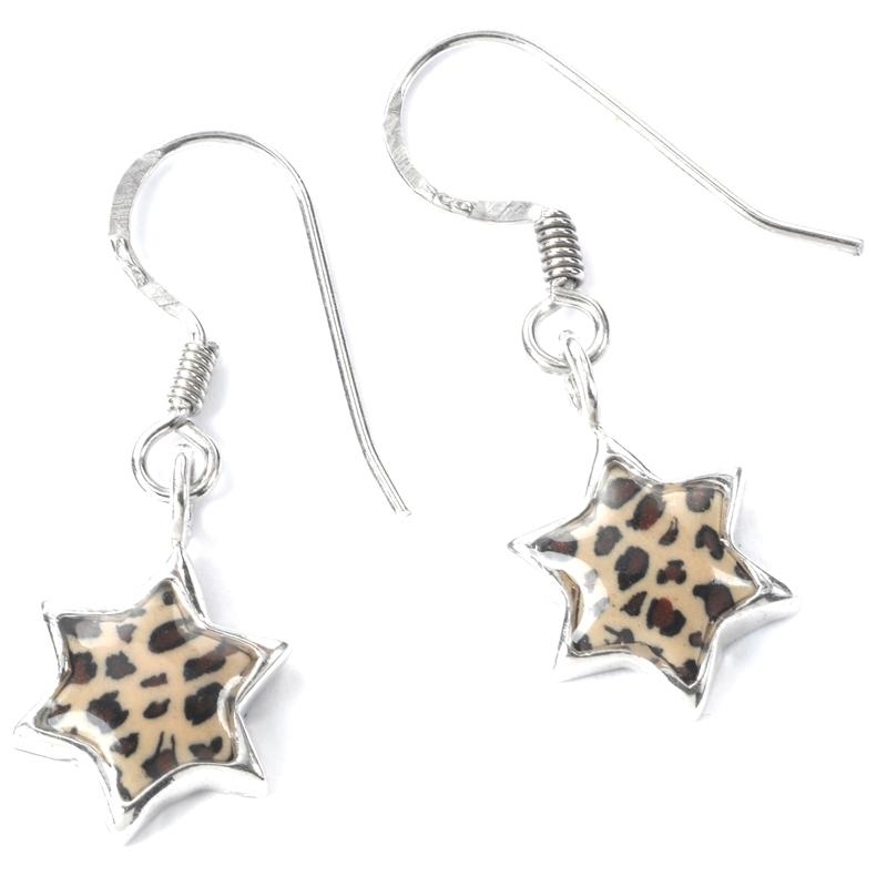 Adina Plastelina Silver Star of David Earrings - Leopard - 1