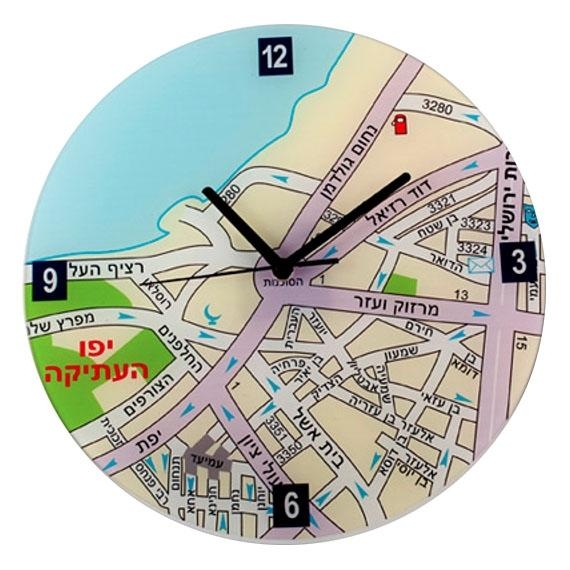 Artori Design Old Jaffa Map Wall Clock - Hebrew - 1