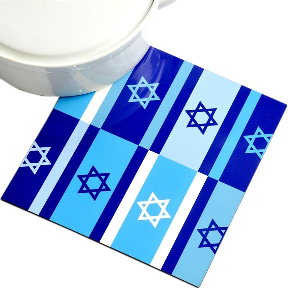 Barbara Shaw Trivet - Blue Israeli Flags - 1