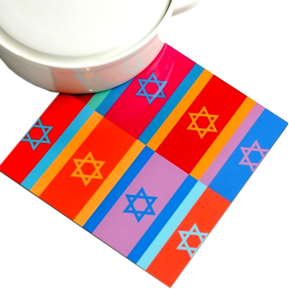 Barbara Shaw Trivet - Colorful Israeli Flags - 1