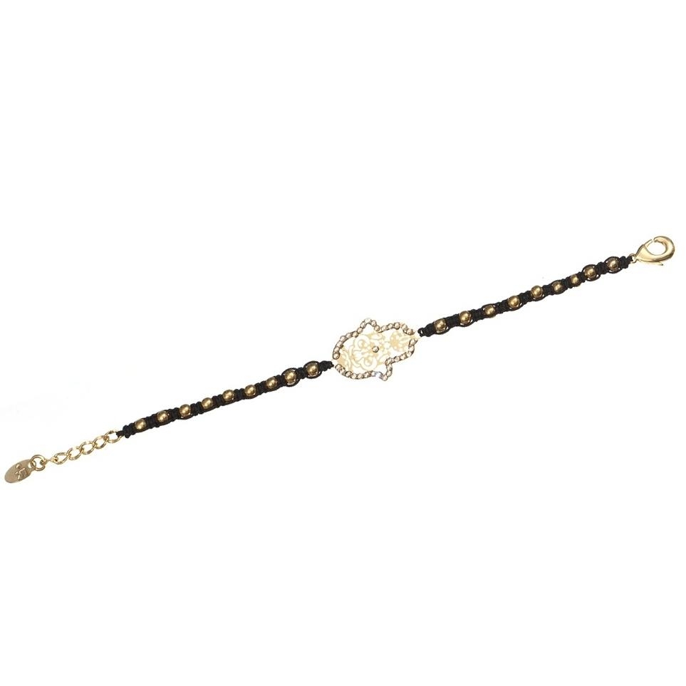 Black String & Golden Hamsa Bracelet by LK Designs - 1